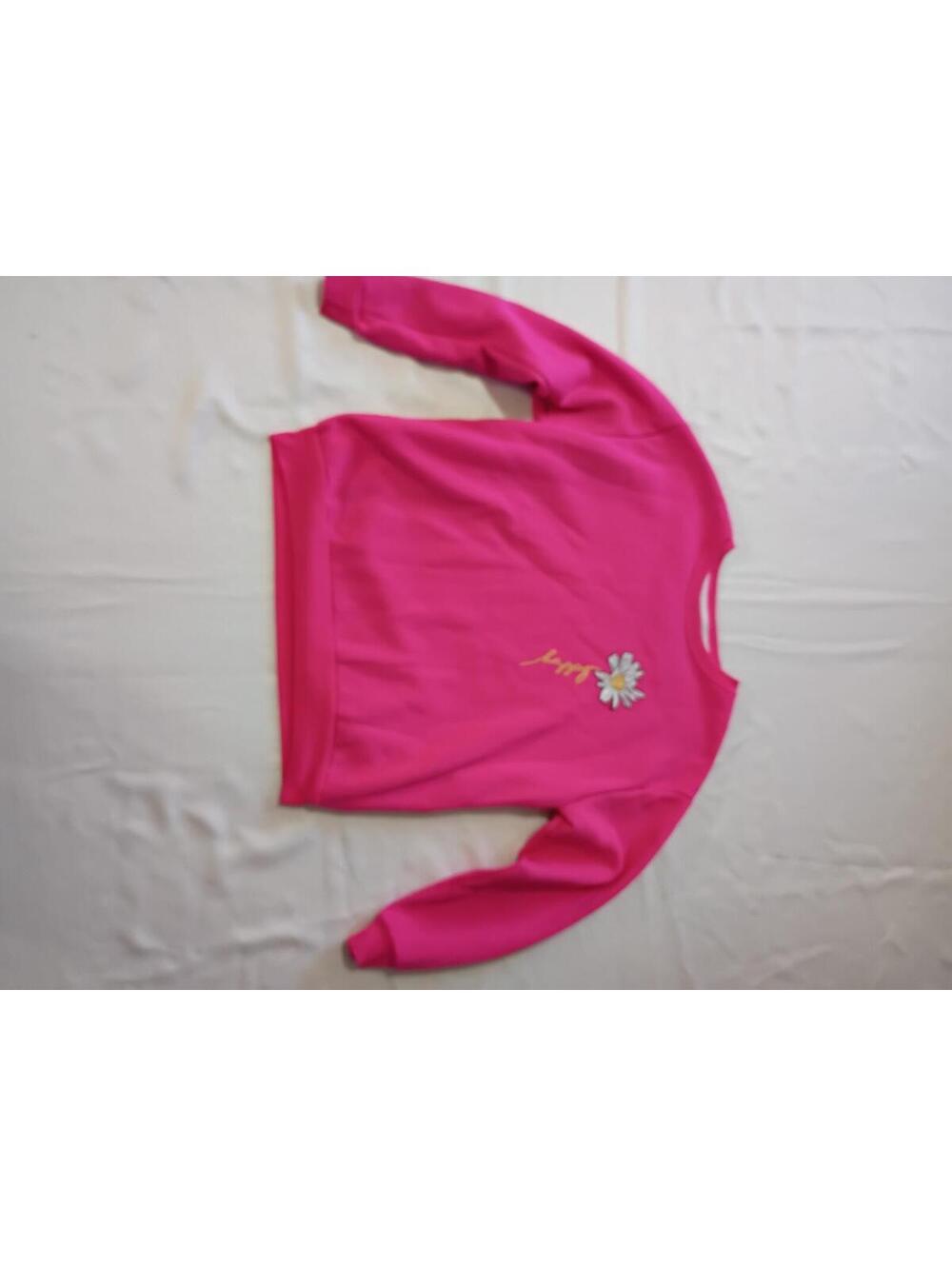 SHEIN Pink Sweatshirt with Daisy and Happy Print, Size L